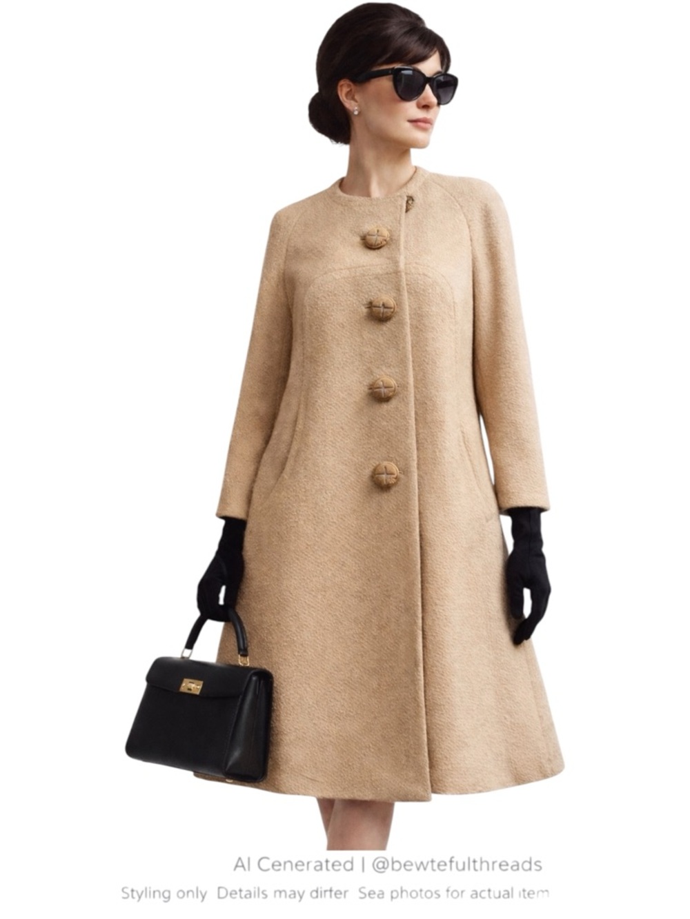 PRIMROSE HAUTE COUTURE SZ M Vintage petite tan lined pocketed coat 1970’s